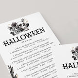 Printable Halloween Trivia Quiz with Answers Floral Skull