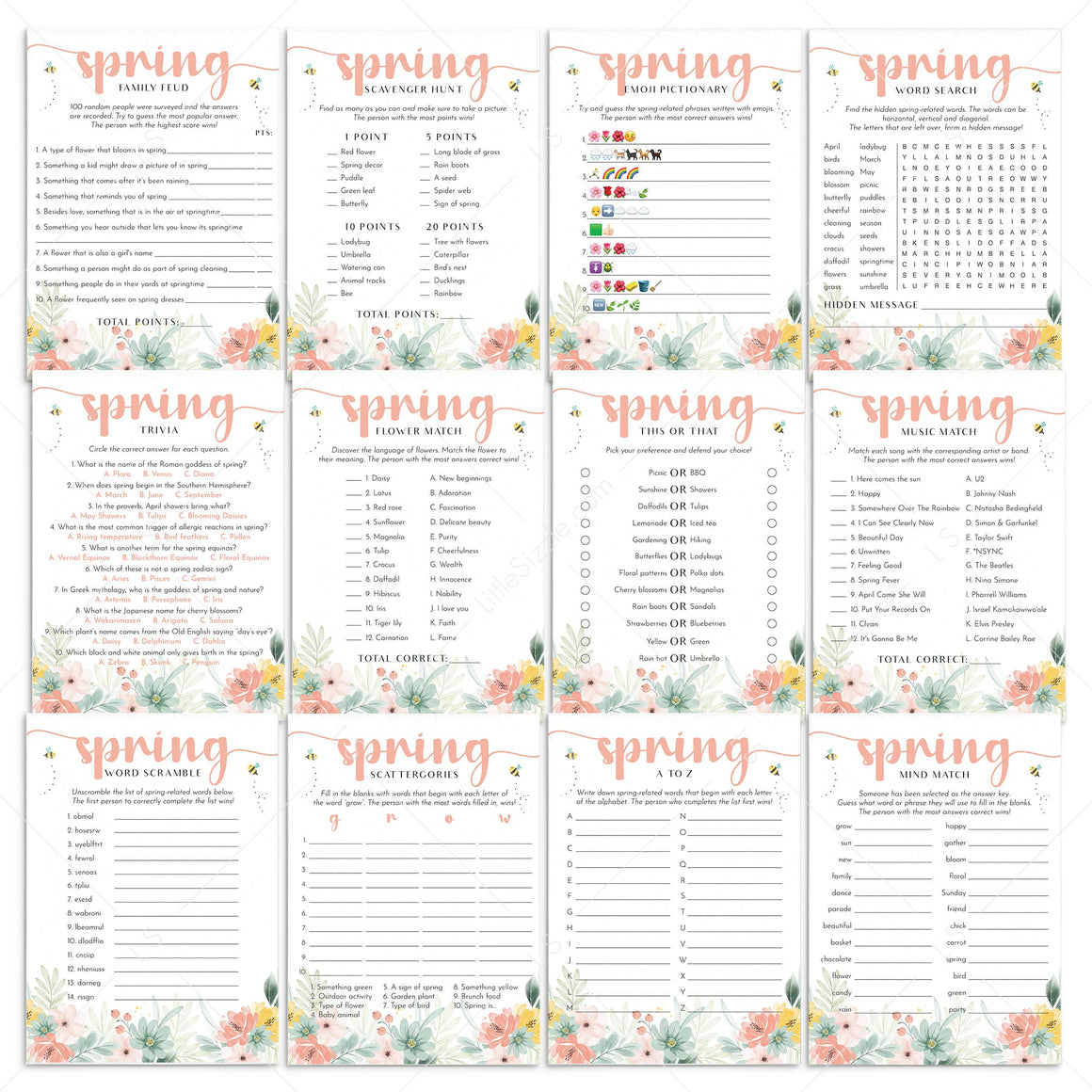 Spring Games and Activities Printable | Springtime Ideas for All Ages ...