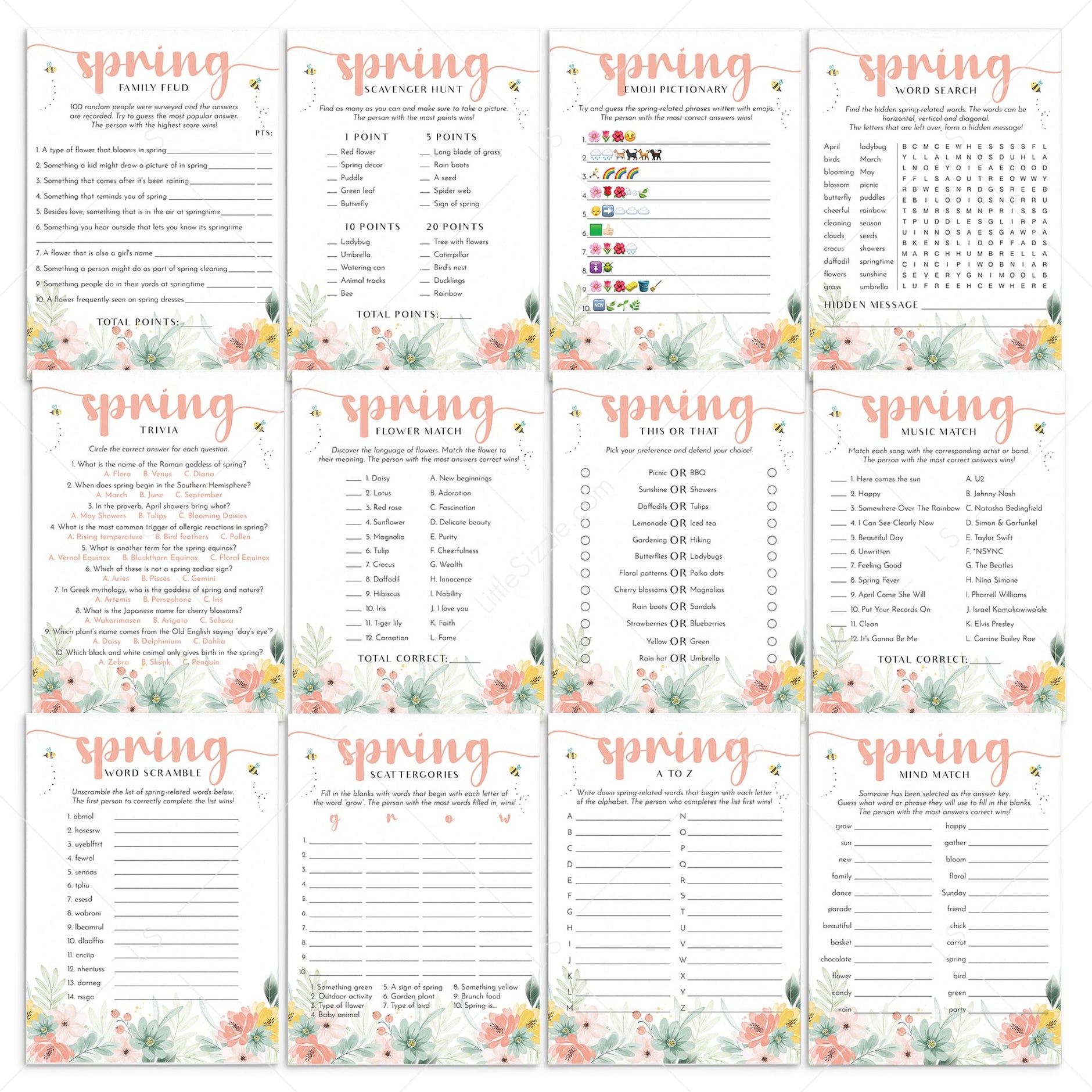 Spring Games and Activities Printable | Springtime Ideas for All Ages ...
