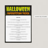 Halloween Superstitions Trivia Quiz Printable | Monster Theme