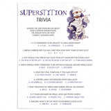 Superstition Quiz Questions and Answers for Halloween Party Printable by LittleSizzle