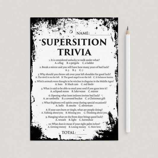 Superstition Trivia Game Printable PDF | Eerie Grunge by LittleSizzle
