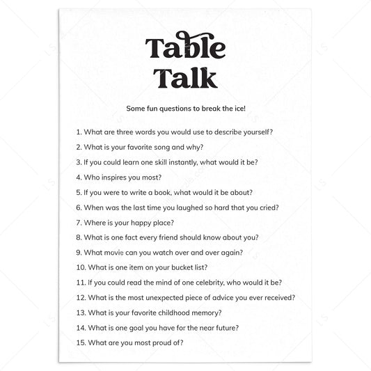 Table Talk Card Printable by LittleSizzle