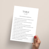 Fun Table Talk Questions for Adults Printable Card
