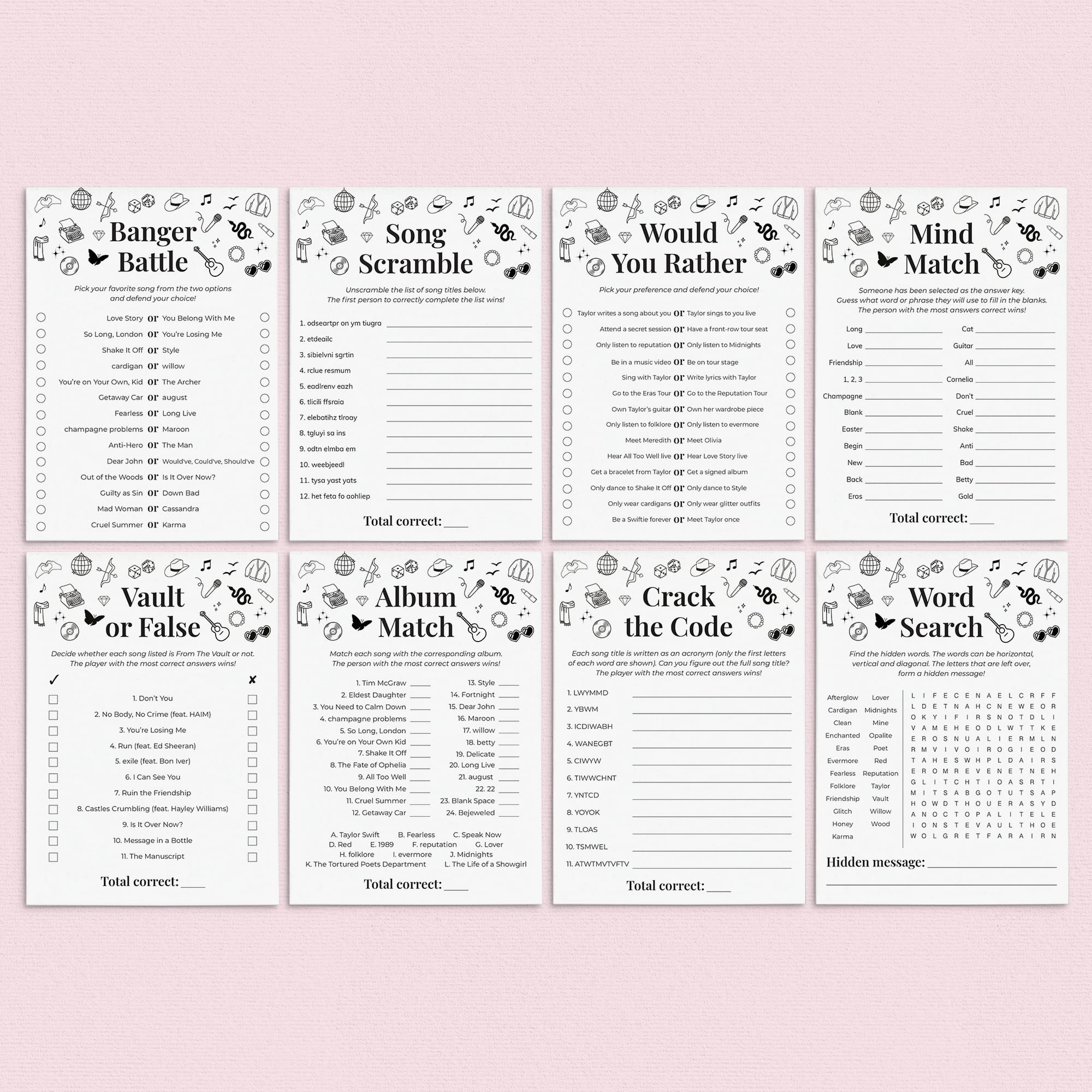 Let's Par-Tay Games Printable Eras Birthday Party Ideas by LittleSizzle