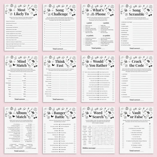 ParTay Games Bundle Printable Eras Theme Party Games by LittleSizzle