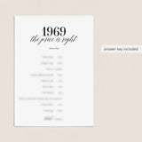 1969 The Price Is Right Game with Answers Printable