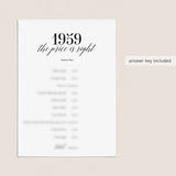 1959 The Price Is Right Game with Answers Printable