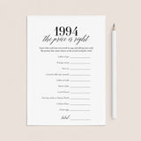 1994 The Price Is Right Game with Answers Printable by LittleSizzle