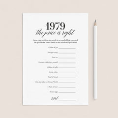 1979 The Price Is Right Game with Answers Printable by LittleSizzle