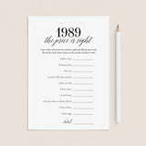 1989 The Price Is Right Game with Answers Printable by LittleSizzle
