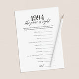 Married in 1994 30th Wedding Anniversary Party Games Bundle