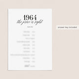 1964 The Price Is Right Game with Answers Printable