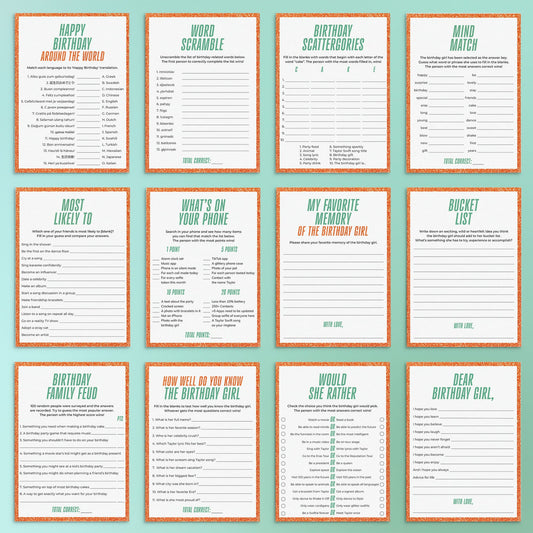 The Life of a Birthday Girl Party Games Bundle Printable by LittleSizzle