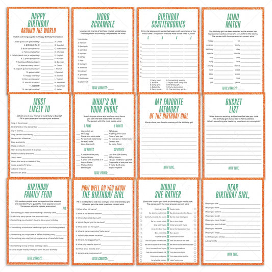 The Life of a Birthday Girl Party Games Bundle Printable by LittleSizzle