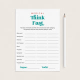 Nurse Game Think Fast Printable by LittleSizzle