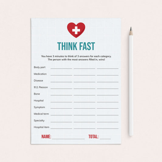 Medical Themed Think Fast Game Download by LittleSizzle