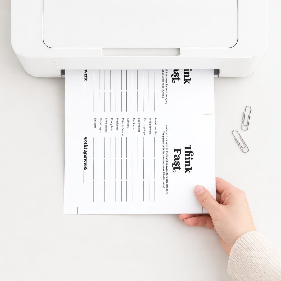Think Fast Printable Game | Group Icebreaker Games – LittleSizzle