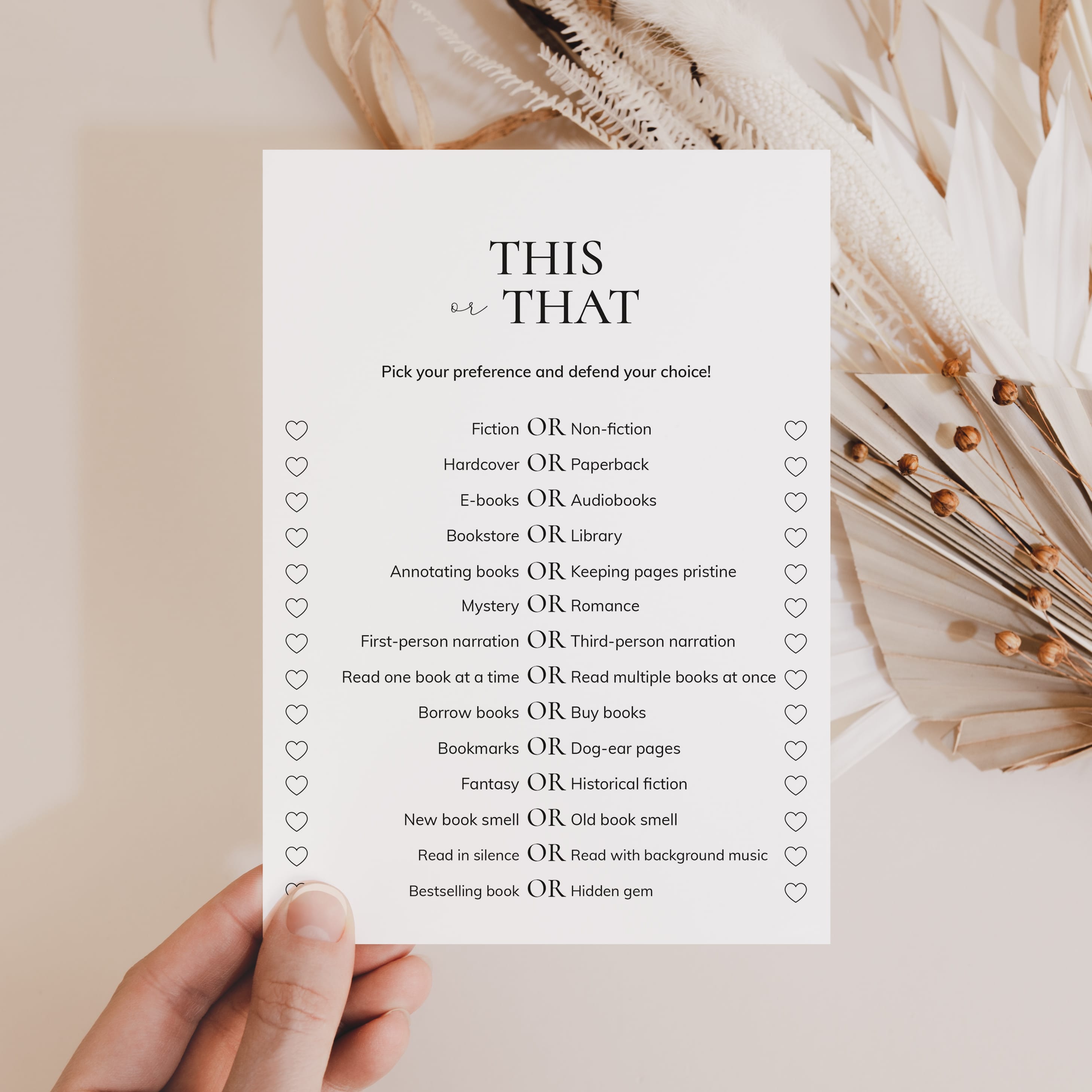 Book Club This or That Questions Printable by LittleSizzle