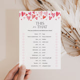 Printable Valentine's Day This or That Game with Watercolor Hearts