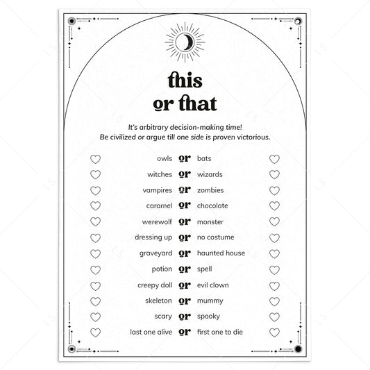 Halloween This or That Questions Sheet Printable by LittleSizzle