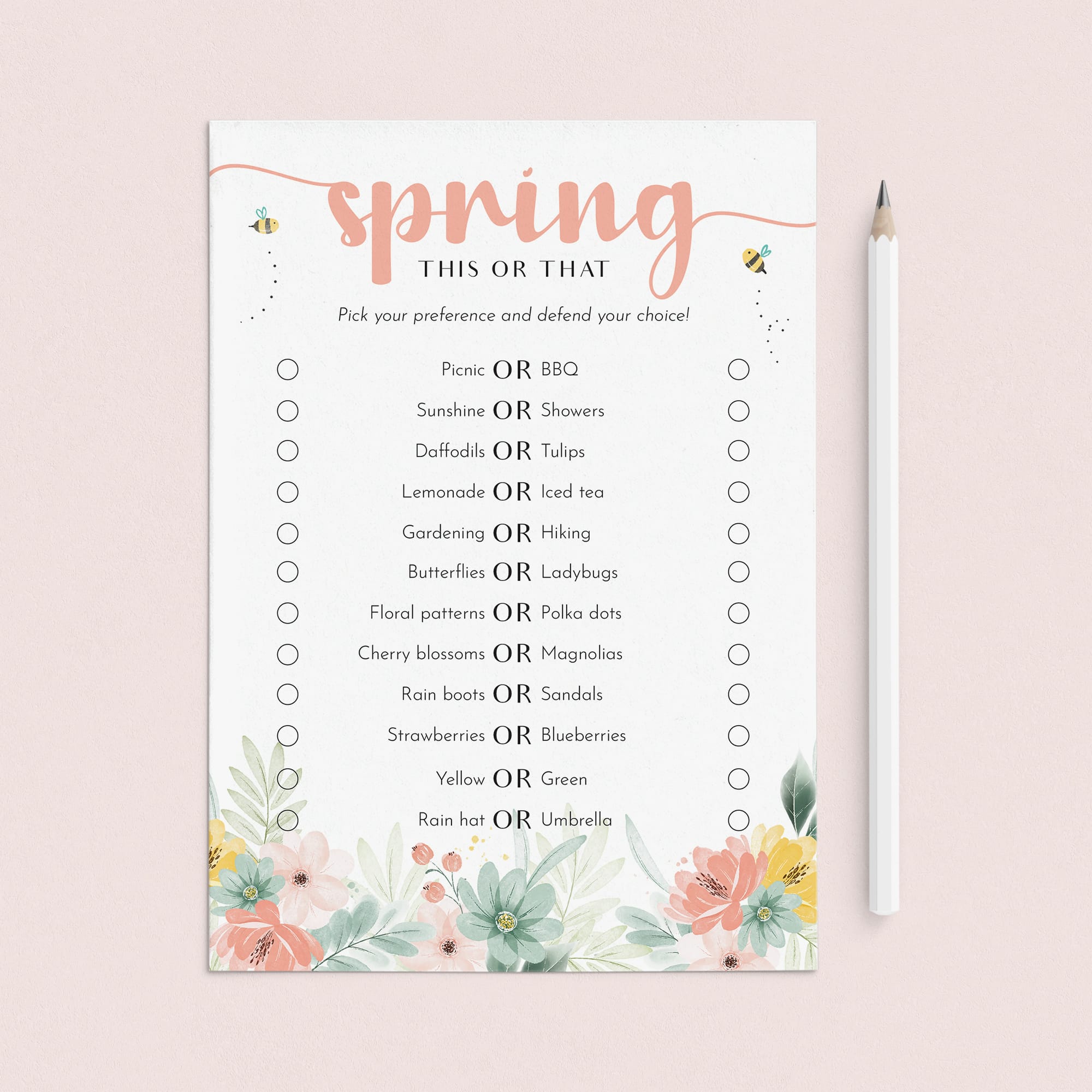Spring This or That Questions Printable by LittleSizzle