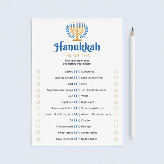 Hanukkah This or That Party Game Printable by LittleSizzle