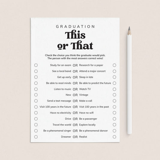This or That Questions for Graduation Party by LittleSizzle
