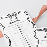 Coquette Bow Ladies Night This or That Printable Game