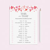 Printable Valentine's Day This or That Game with Watercolor Hearts by LittleSizzle