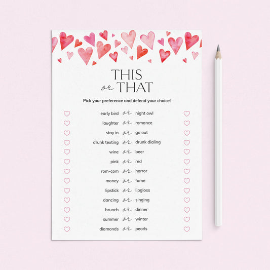 Easy Galentines Game This or That Printable PDF by LittleSizzle