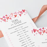 Printable Valentine's Day This or That Game with Watercolor Hearts