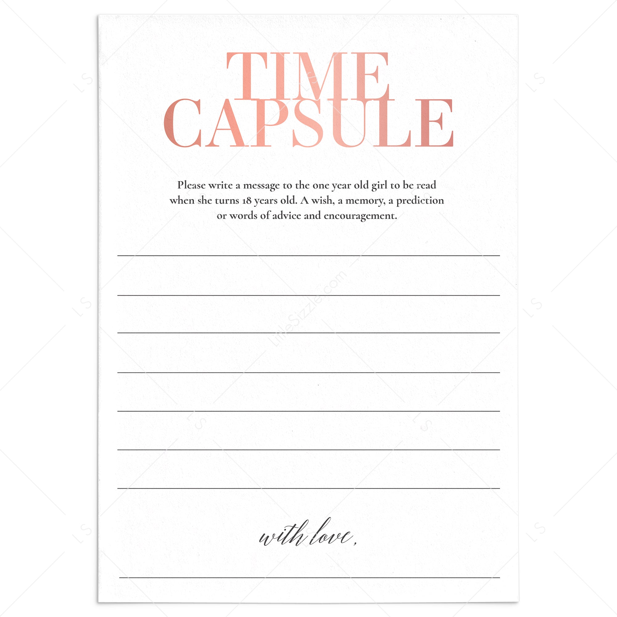 First Birthday Time Capsule Cards Printable by LittleSizzle