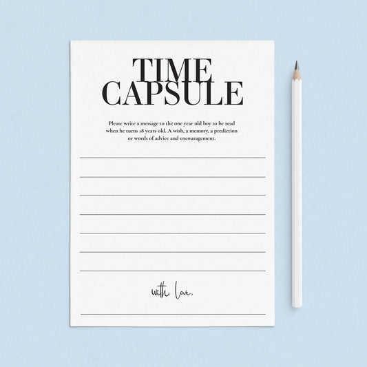 Boy First Birthday Time Capsule Cards Printable by LittleSizzle