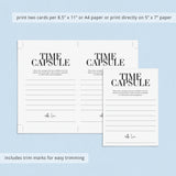 Boy First Birthday Time Capsule Cards Printable