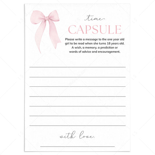 Time Capsule Girl First Birthday Cards Printable by LittleSizzle