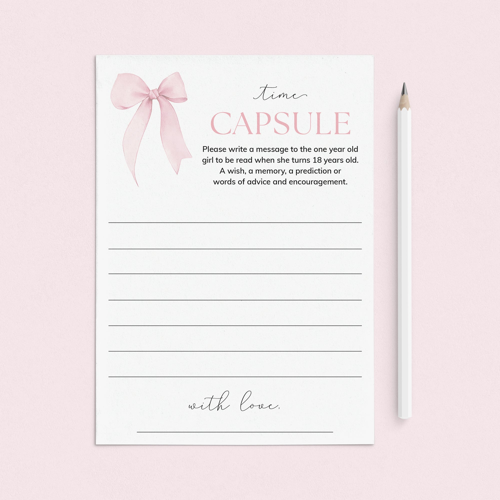 Time Capsule Girl First Birthday Cards Printable by LittleSizzle