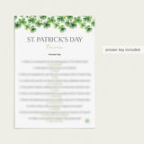 St Patties Day Trivia with Answer Key Printable