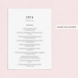 1974 Quiz and Answers Printable