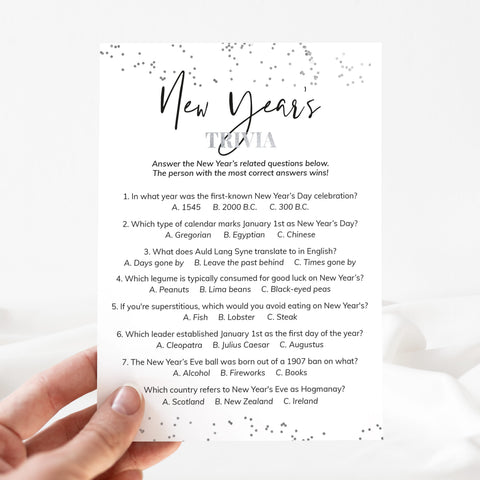 New Year Trivia with Answer Key Printable | Instant Download – LittleSizzle