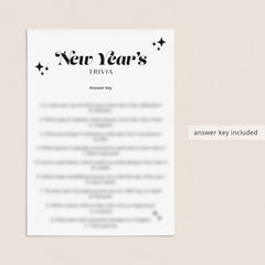 New Year's Eve Trivia Questions and Answers Printable