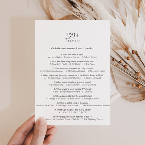 1994 Quiz and Answers Printable | All About The Year 1994 Trivia ...