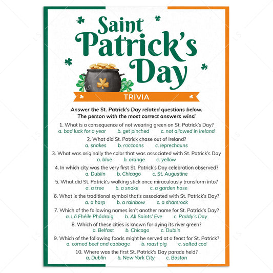 Saint Patrick's Day Trivia Answers Included Printable by LittleSizzle