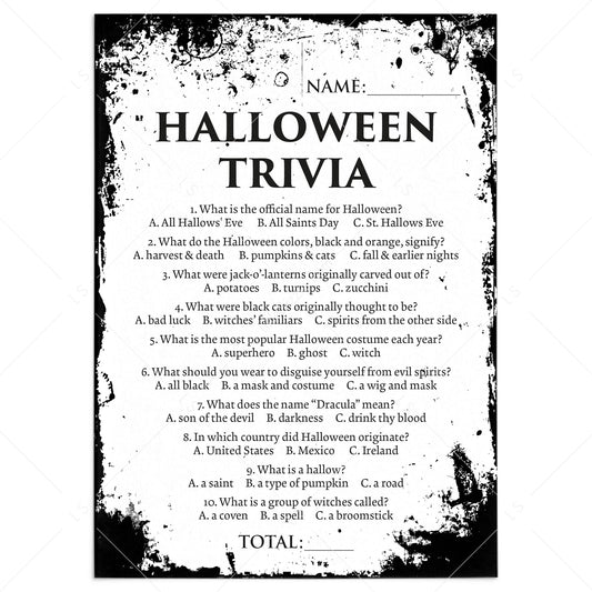 Halloween Trivia Quiz with Answers Printable by LittleSizzle