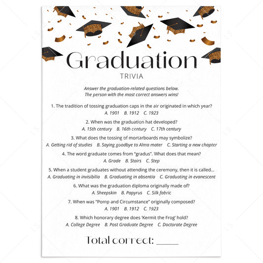 Graduation Trivia with Answers Printable by LittleSizzle