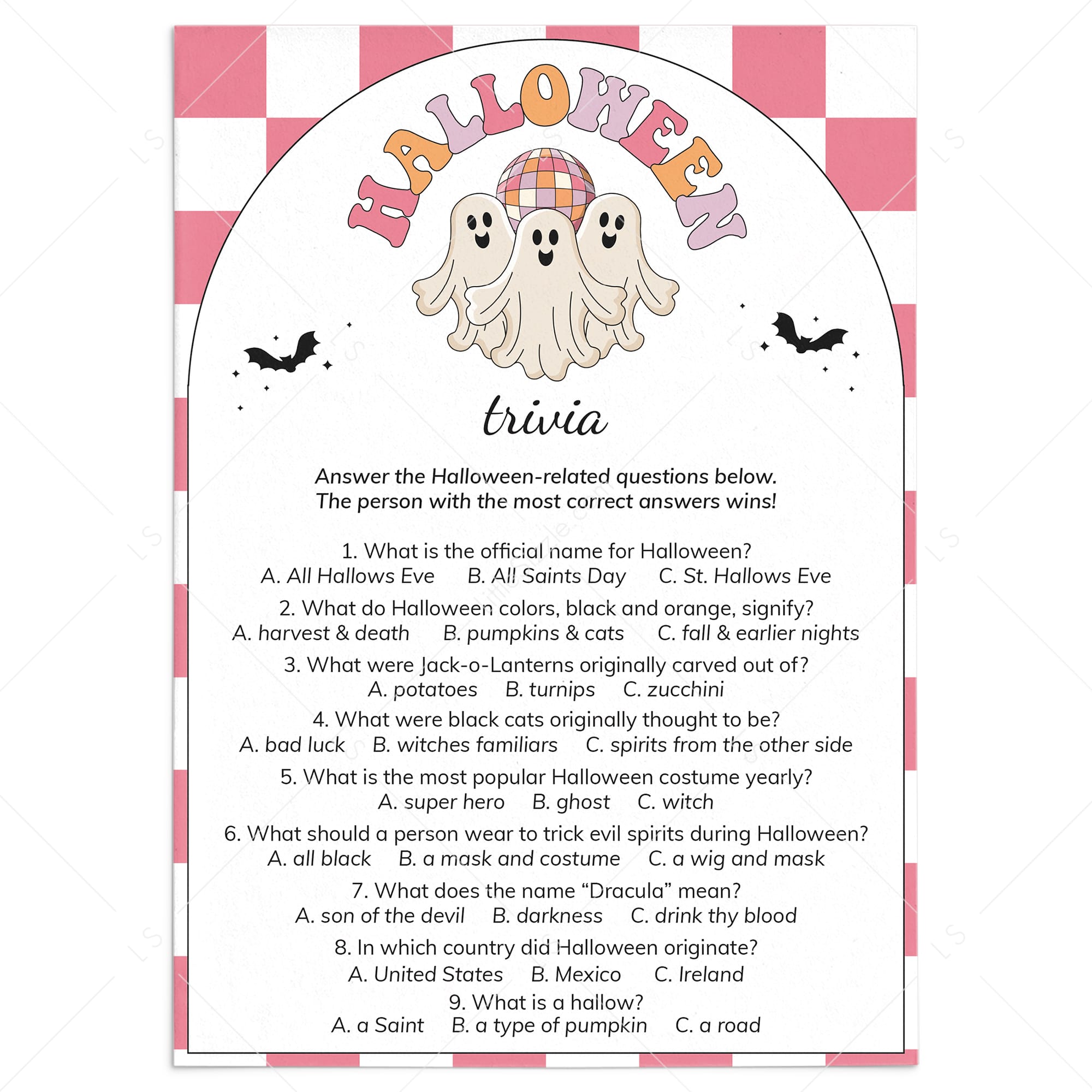 Retro Spooky Halloween Trivia Questions and Answers Download by LittleSizzle