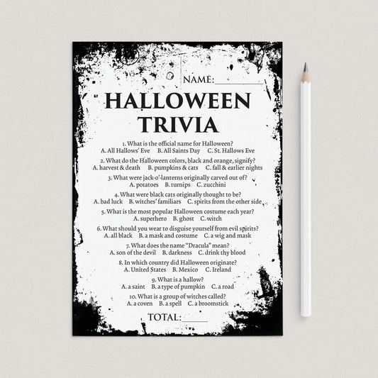 Halloween Trivia Quiz with Answers Printable by LittleSizzle