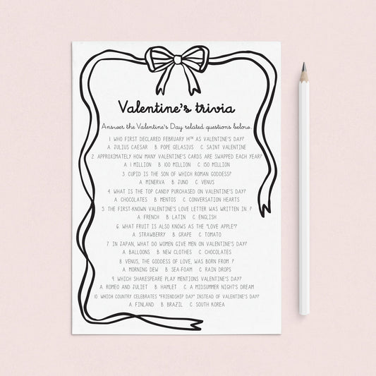 Printable Valentine's Day Trivia Game by LittleSizzle