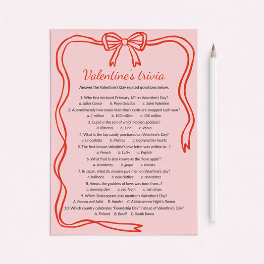 Valentine's Day Trivia with Multiple Choice Questions Printable by LittleSizzle