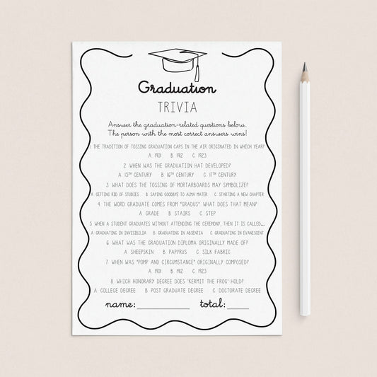 Graduation Party Trivia Questions Answers Included by LittleSizzle